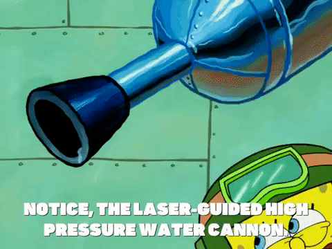Sponge Bob Near Fire Hose GIF