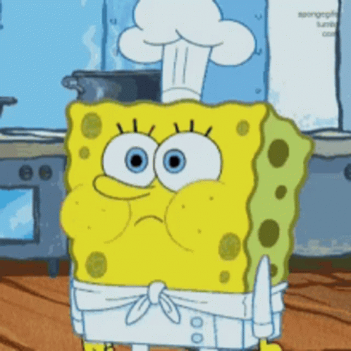 Sponge Bob Wearing Chef Attire Swallow GIF