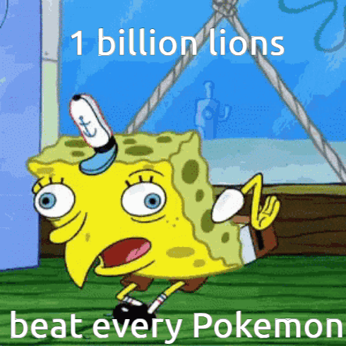 SpongeBob 1 Billion Lions Beat Every Pokemon GIF