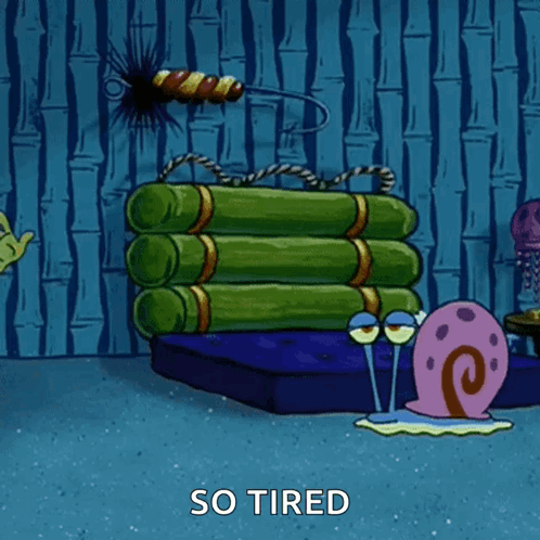 SpongeBob and Gary Tired