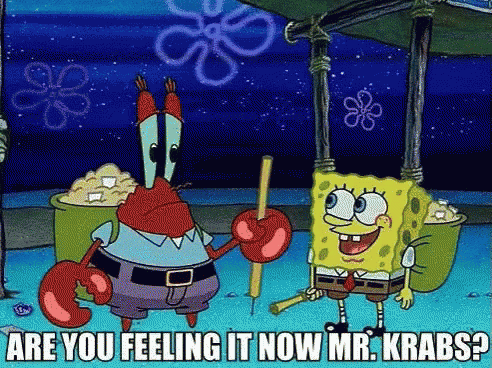 Spongebob And Mr. Krabs From Spongebob Squarepants Are Talking To Each Other GIF