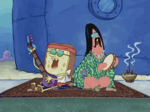 Spongebob And Patrick Are Sitting On A Rug Playing Instruments GIF