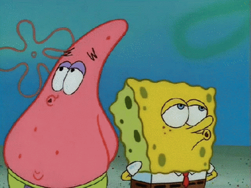 Spongebob And Patrick Are Standing Next To Each Other In A Cartoon GIF