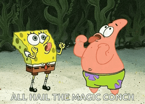Spongebob And Patrick Are Standing Next To Each Other On The Beach . GIF