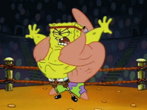 Spongebob And Patrick Are Wrestling In A Boxing Ring GIF