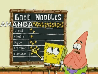 SpongeBob And Patrick At Blackboard Saying Good Noodles Amanda GIF