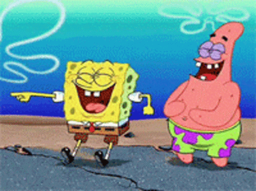 Spongebob And Patrick From Spongebob Squarepants Are Laughing Together GIF