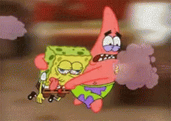 Spongebob And Patrick From Spongebob Squarepants Are Smoking A Cigarette Together GIF