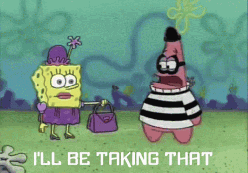 Spongebob And Patrick From Spongebob Squarepants Are Standing Next To Each Other GIF