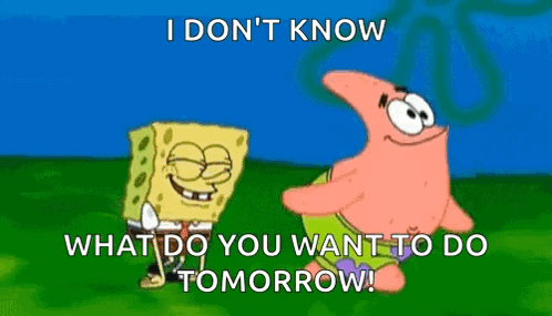 Spongebob And Patrick From Spongebob Squarepants Are Standing Next To Each Other In A Grassy Field . GIF