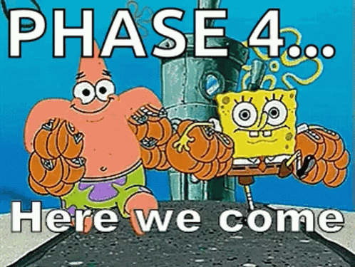 Spongebob And Patrick From Spongebob Squarepants Are Standing Next To Each Other On A Road . GIF
