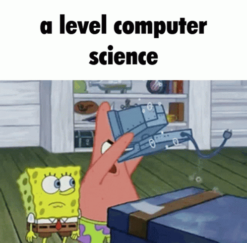 SpongeBob And Patrick Holding Computer Saying A Level Computer Science GIF