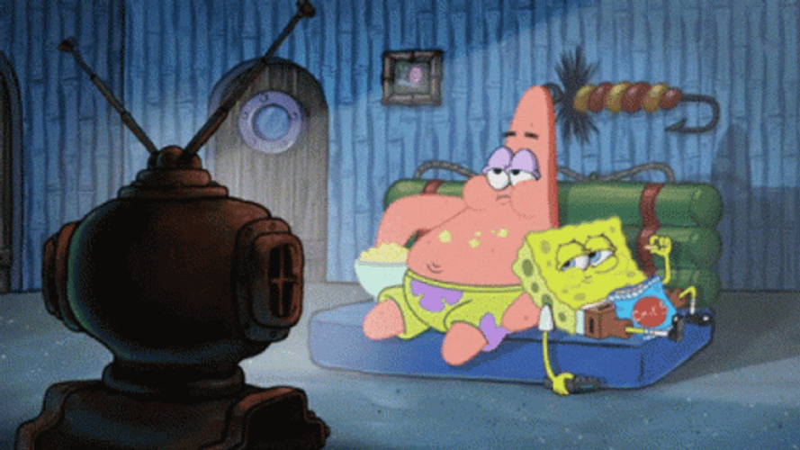 Spongebob And Patrick Love You Watching TV GIF