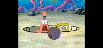 Spongebob and Patrick Playing Bowling in Hole