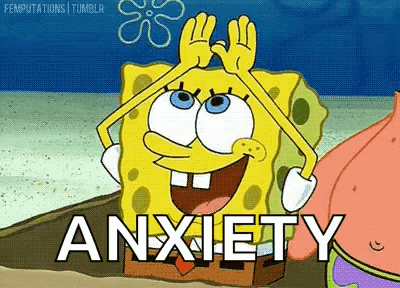 SpongeBob And Patrick Saying Anxiety Hands On Head GIF