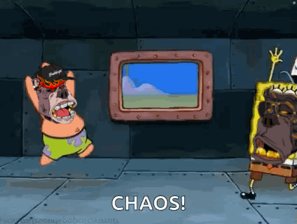 Spongebob And Patrick Saying Chaos GIF
