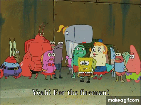SpongeBob And Patrick Saying Yeah For Fireman GIF