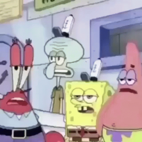 Spongebob and Patrick Standing Next to Each Other