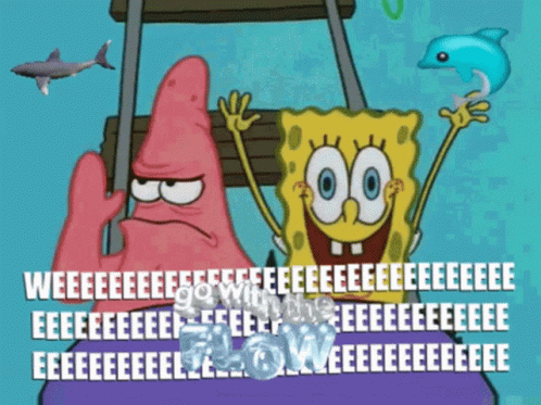 SpongeBob and Patrick with Dolphin and Shark