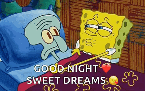 Spongebob And Squidward From Spongebob Squarepants Are Laying In A Bed . GIF