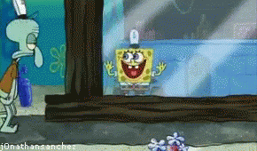 Spongebob And Squidward From Spongebob Squarepants Are Looking Out A Window GIF