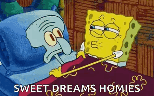 Spongebob And Squidward From Spongebob Squarepants Are Sleeping In A Bed . GIF