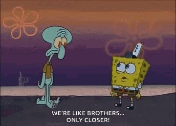 Spongebob And Squidward From Spongebob Squarepants Are Standing Next To Each Other . GIF