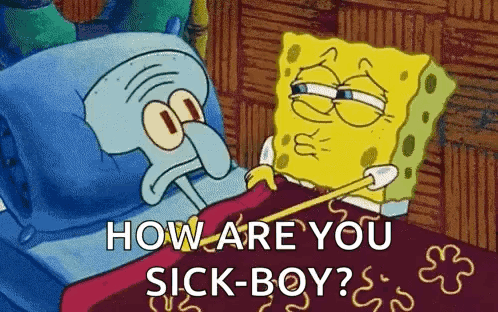 Spongebob And Squidward From Spongebob Squarepants Are Talking To Each Other In A Bed . GIF