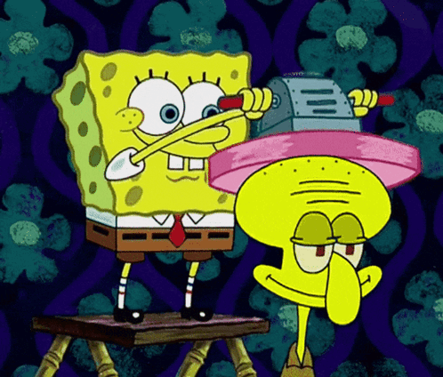 Spongebob And Squidward From Spongebob Squarepants Looking Through A Telescope GIF