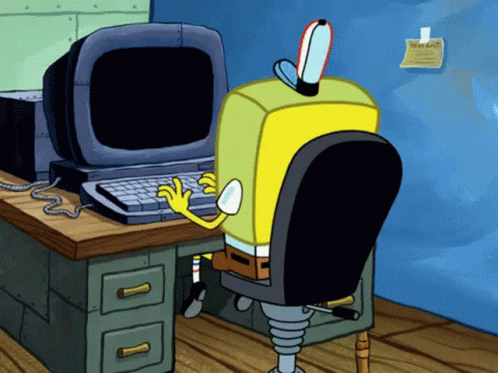 Spongebob at Computer With Wanted Note