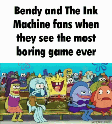 Spongebob Bendy Ink Machine Cartoon Fans Boring Game GIF