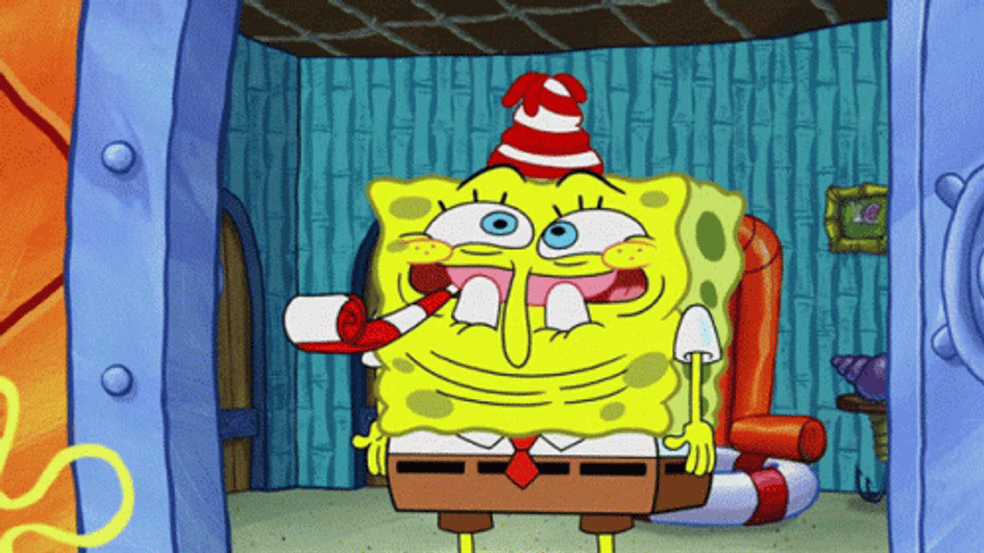 Spongebob Birthday Party Hat Blower GIF