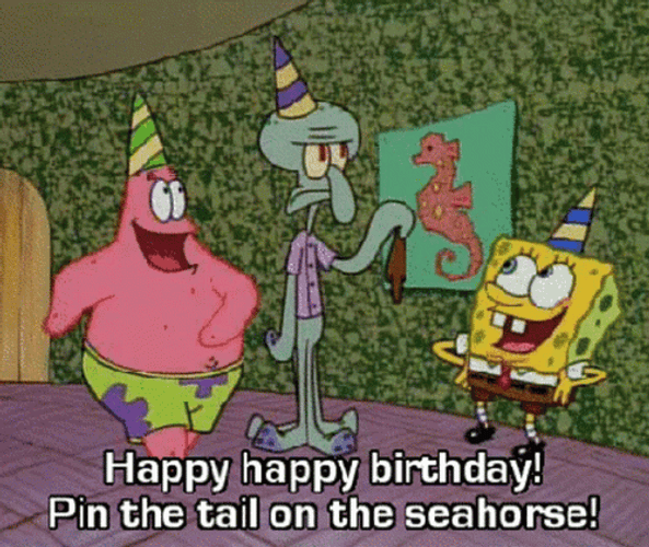 Spongebob Birthday Squidward Seahorse GIF