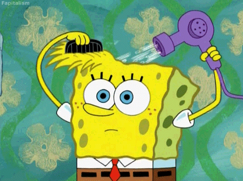 Spongebob Blow Drying His Hair GIF