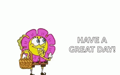 SpongeBob Blowing Petals From Pink Flower Holding Basket and Key