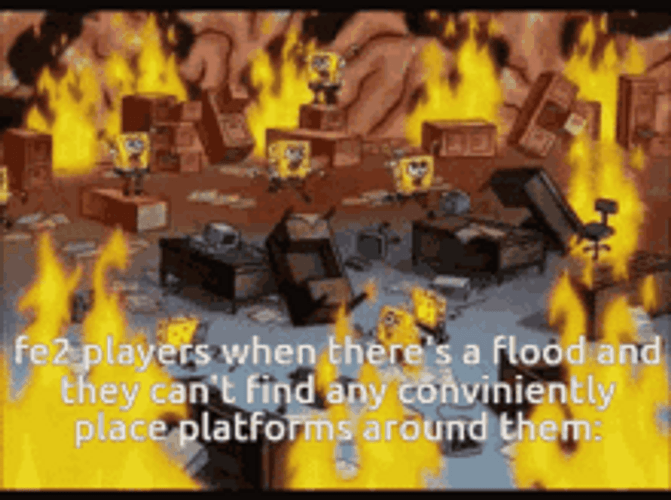 Spongebob Brain On Fire Fe2 Players Meme GIF