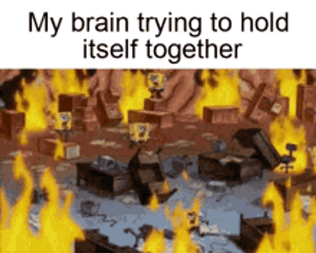 Spongebob Brain On Fire Funny Meme GIF