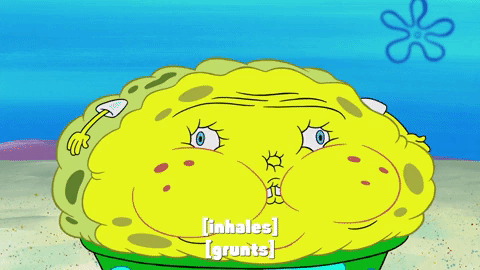 Spongebob Breathing Bloated With Water GIF