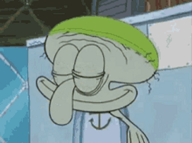 Spongebob Character Tired Squidward Loses Nose Face Flat GIF