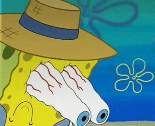 Spongebob Covering Face With Hat GIF