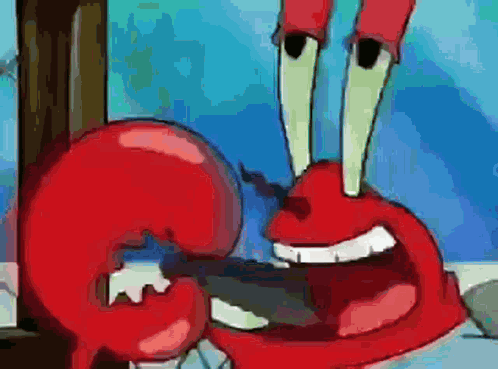 SpongeBob Crab Holding Fish In Mouth GIF