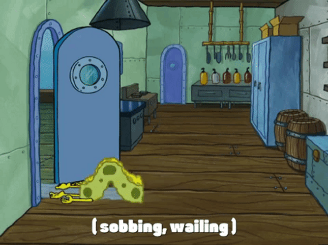 Spongebob Crying Mopping The Floor GIF