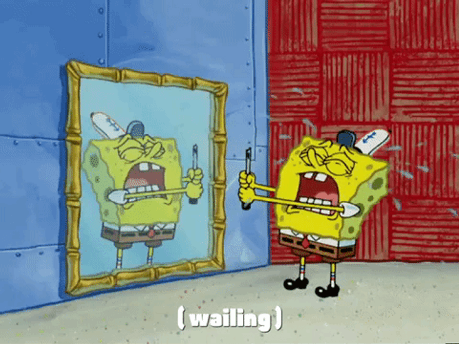 Spongebob Crying Wailing Mirror GIF