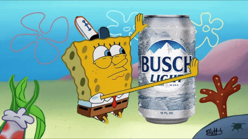 Spongebob Drinking Busch Beer GIF
