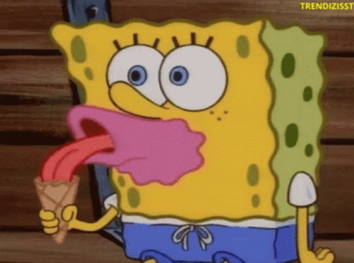 Spongebob Eating Pink Ice Cream Cone