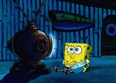 Spongebob Eating Popcorn While Watching Tv GIF