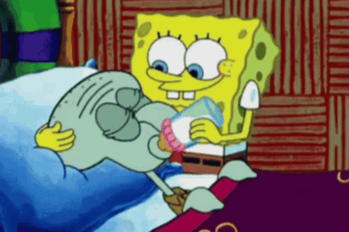 SpongeBob Feeding Squidward Baby Bottle