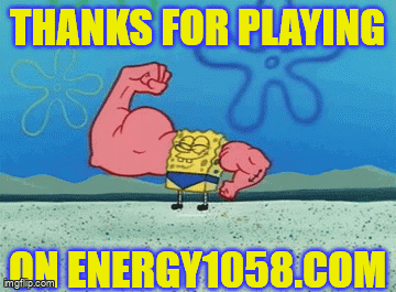 Spongebob Flexing Muscles Thanks For Playing On Energy1050 GIF