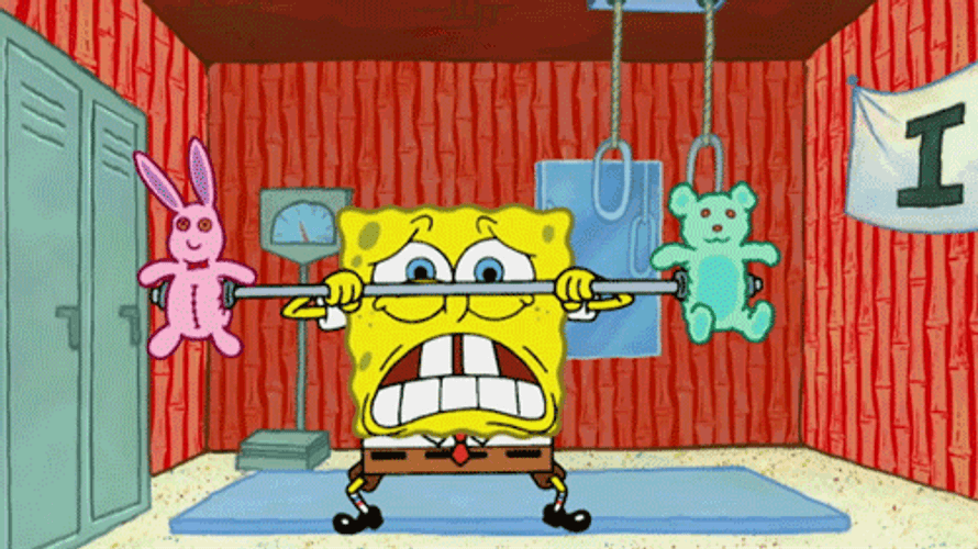 Spongebob Funny Weights Training GIF