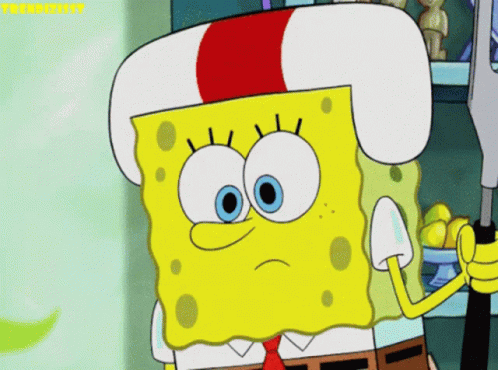 Spongebob Holding Clothespin in Mouth